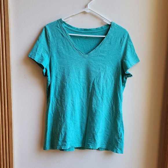 Tommy Hilfiger Aqua V-Neck T-Shirt Size Large - Picture 7 of 16